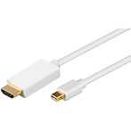 Mini Displayport til HDMI kabel m/lyd - 2m (Hvid)