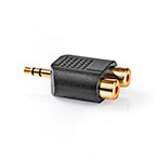 Minijack til Phono adapter (2x RCA Hun til 3,5mm Han) Guld