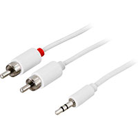 Minijack til phono kabel - 10 meter (Hvid)