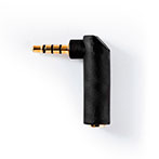 Minijack vinkel adapter 4-ring (3,5mm Han/Hun) Guld
