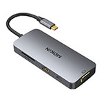 MOKiN MOUC0503 8-i-1 USB-C Dock (3xUSB-A/HDMI/USB-C/VGA/Kortlser)