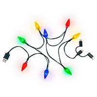 Multikabel 1m m/jule LED lys (USB-C/Lightning/Micro-USB)
