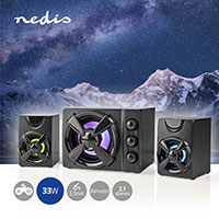 Nedis Gaming Hjtalere 2.1 m/LED (33W) USB