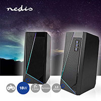 Nedis Gaming Hjttaler st 2.0 m/RGB (2x18W)