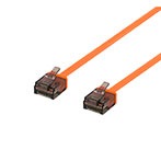 Flad netværkskabel m/slimstik  1m - Cat6a (U/UTP) Orange