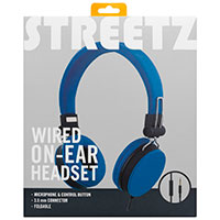 On-Ear Høretelefoner (m/mikrofon) Blå - Streetz