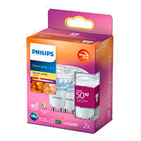 Philips dmp. LED spot GU10 - 3,8W (50W) varm hvid - 2-Pack