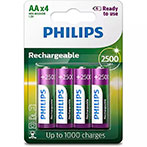 Philips Genopladelige AA batterier (2500mAh) 4-Pack
