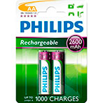 Philips Genopladelige AA batterier (2600mAh) 2-Pack