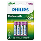 Philips Genopladelige AAA batterier (1000mAh) 4-Pack