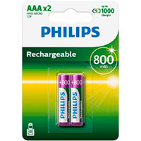 Philips Genopladelige AAA batterier (800mAh) 2-Pack