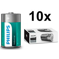 Philips Industrial D batterier (Alkaline) 10-Pack