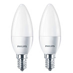 Philips Kerte LED pære E14 Mat - 5,5W (40W) 2-Pack