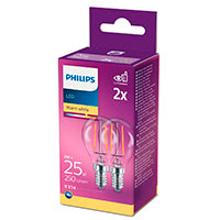 Philips Krone LED filament pre E14 Klar - 2W (25W) 2-Pack