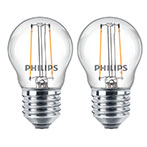 Philips Krone LED filament pære E27 Klar - 2W (25W) 2-Pack