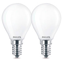 Philips Krone LED pære E14 Mat - 4,3W (40W) 2-Pack