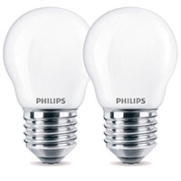 Philips Krone LED pære E27 Mat - 4,3W (40W) 2-Pack
