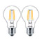 Philips LED filament pære E27 Klar - 4,3W (40W) 2-Pack