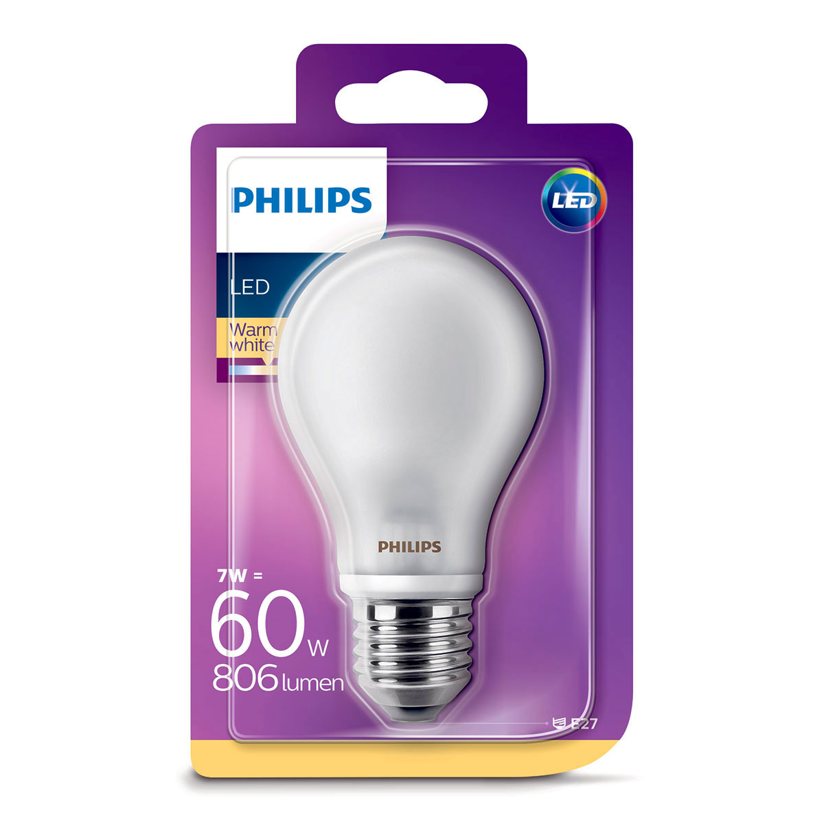 LED pære E27 Mat 7W (60W) - Køb Philips LED pære