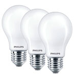 Philips LED pære E27 Mat - 7W (60W) 3-Pack
