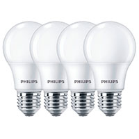 Philips LED pære E27 Mat - 8W (60W) 4-Pack