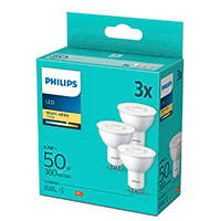 Philips LED Spot Pre GU10 - 4,7W 380lm (50W) Varm hvid - 3pk