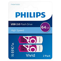 Philips Vivid Edition USB 2.0 Ngle 64GB - 2-pak Lilla