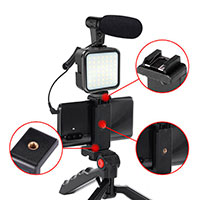 Platinet 4-i-1 Vlogging st (mikrofon/lys/holder)