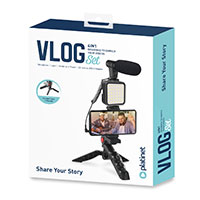 Platinet 4-i-1 Vlogging st (mikrofon/lys/holder)