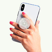 Popsockets Greb m/stand - Clear Glitter Silver