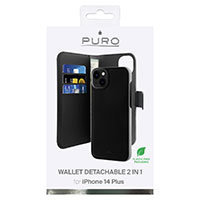 Puro iPhone 14 Plus Wallet Cover (Eco-Leather) Sort