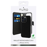 Puro iPhone 14 Pro Wallet Cover (Eco-Leather) Sort