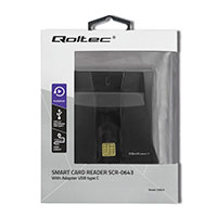Qoltec SCR-0643 Smart Chip Kortlser m/USB Adapter (USB-A/USB-C)