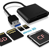 RaidSonic USB 3.0 Hub m/Kortlser (CF/SD/MicroSD)