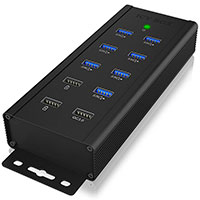 RaidSonic USB 3.0 Hub t/vgmontering (USB-A/RJ45)