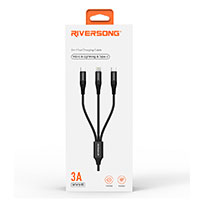 Riversong 3-i-1 Infinity 05 Multikabel 3A - 1m (USB-A/USB-C/Micro USB/Lightning)