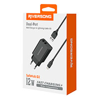 Riversong SafeKub D2 USB Oplader 12W + Lightning Kabel (USB-A/Lightning)
