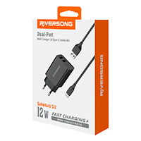 Riversong SafeKub D2 USB Oplader 12W + USB-C Kabel (2xUSB-A)
