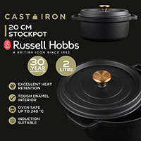 Russell Hobbs RH02523BEU7 Cast Iron Kasserolle - 20cm (2L) Sort