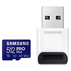 Samsung PRO Plus 2021 microSD 512GB A2 V30 (UHS-I) m/adapter + USB Kortlæser
