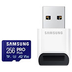 Samsung PRO Plus Micro SDXC Kort 256GB V30 A2 m/USB adapter (4K)
