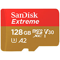 SanDisk Extreme Micro SDXC Kort 128GB V30 A2 m/Adapter (190MB/s)