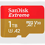 SanDisk Extreme Micro SDXC Kort 1TB V30 A2 m/Adapter (UHS-I)