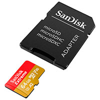 SanDisk Extreme Micro SDXC Kort m/Adapter 64GB V30 A2 (UHS-I)