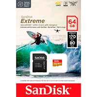 SanDisk Extreme Micro SDXC Kort m/Adapter 64GB V30 A2 (UHS-I)