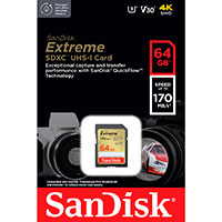 SanDisk Extreme SDXC Kort 64GB V30 (UHS-I)