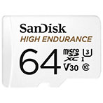 SanDisk High Endurance Micro SDXC Kort 64GB V30 m/Adapter (UHS-I)