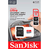 Sandisk Ultra MicroSDXC Kort 128GB A1 m/adapter (UHS-I)Video