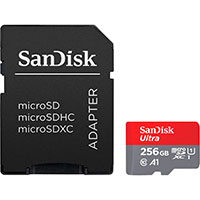 Sandisk Ultra MicroSDXC Kort 256GB A1 m/adapter (UHS-I) App
