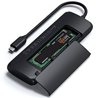 Satechi 100W PD USB-C HYBRID Hub m/M.2 SSD Kabinet (USB-A/USB-C/HDMI) Sort